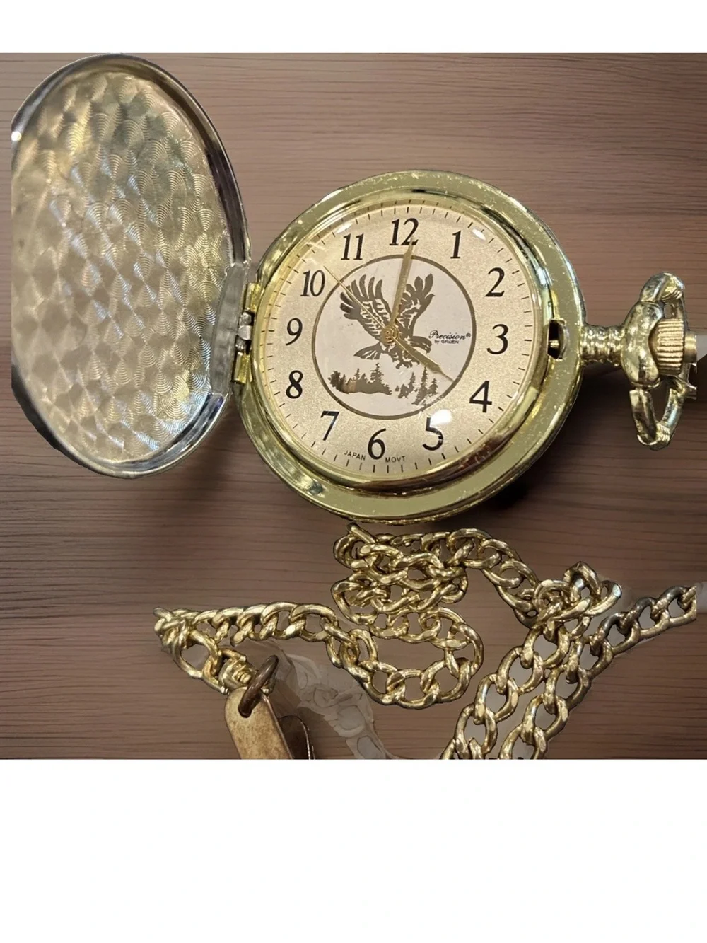 Gold Pocket Watch Fob with Eagle Motif - Men Accessories
